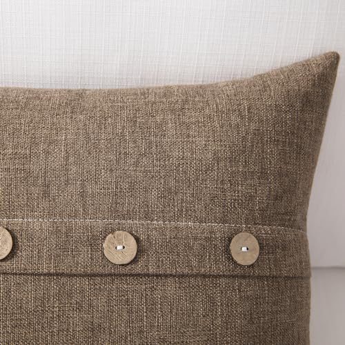 Set of 2 Cool Grey Pillow Covers 18 x 18 Inches with Coconut Buttons E4273