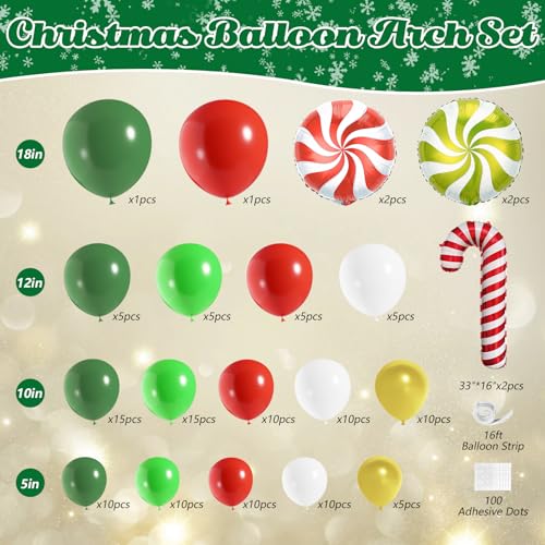 135Pcs Red Green White Gold Balloon Garland Arch Kit Y800