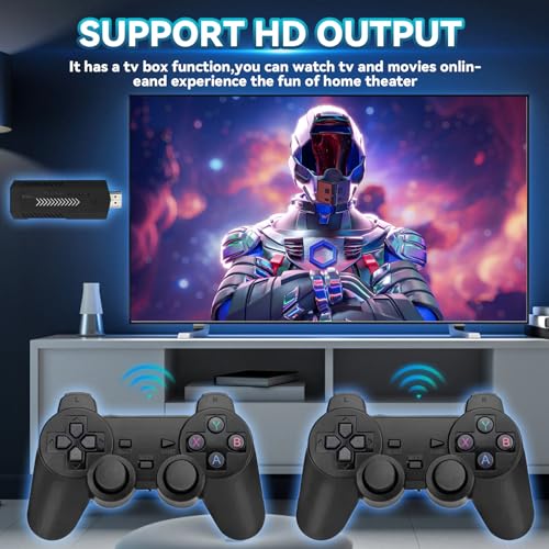 Retro Gaming Console 256G Built-in 60000 3D Games 50+ Emulators 4K HD Video Game Stick With Two Wireless Controller C360136