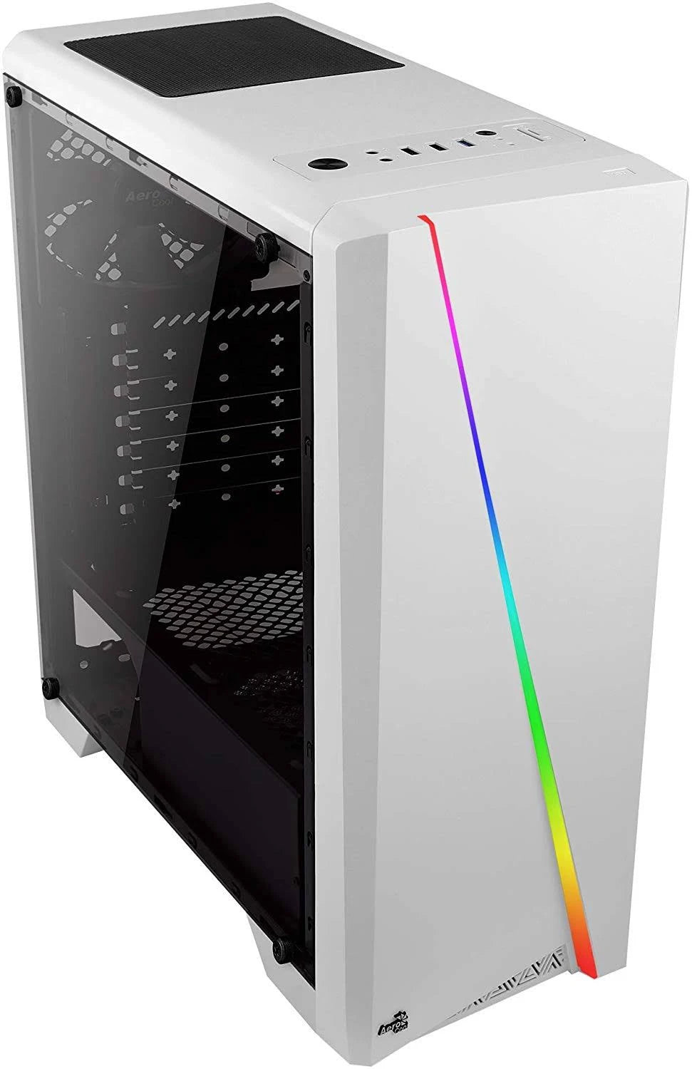 White Mid-Tower ATX PC Gaming Case with RGB and Full Window V7806