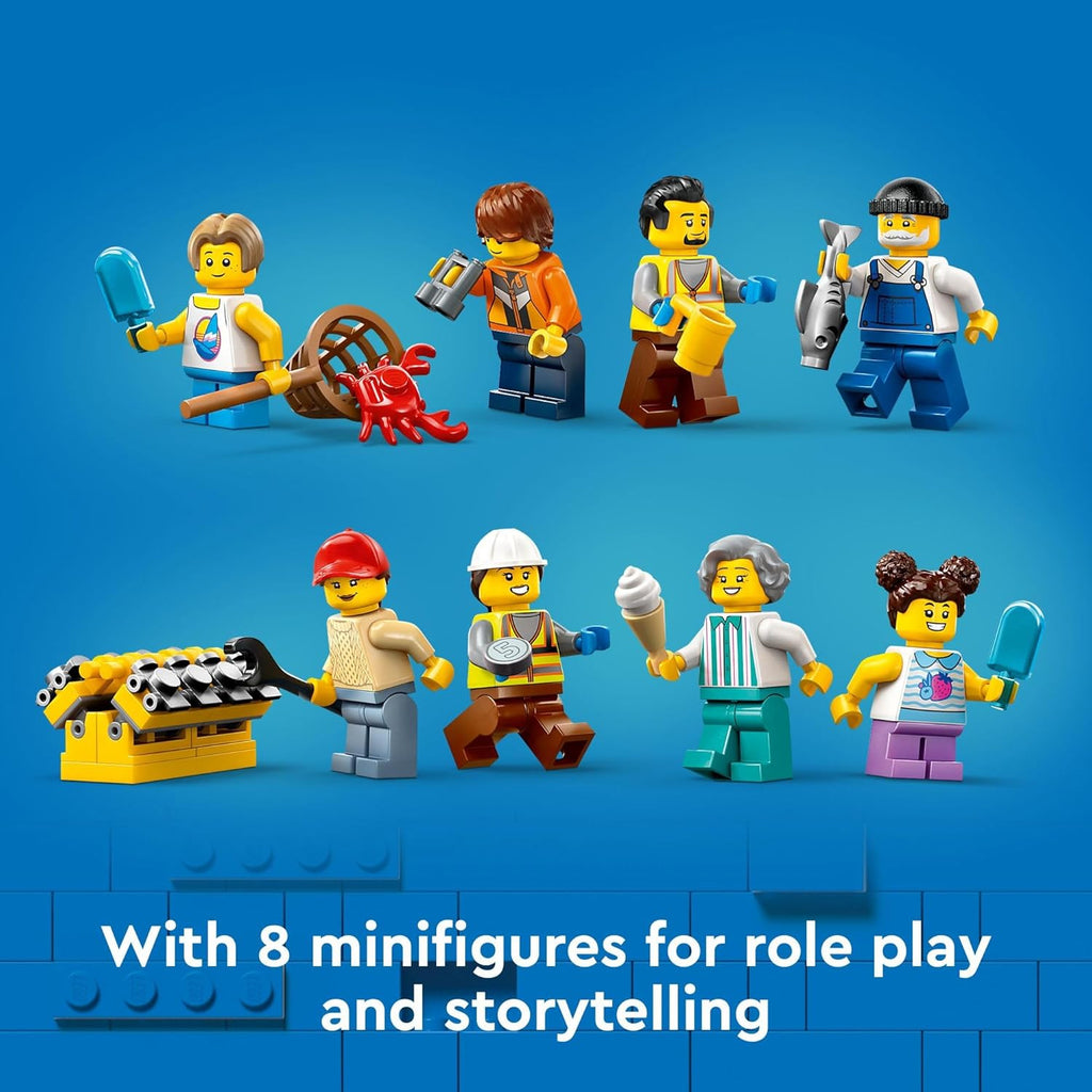 LEGO City Seaside Harbor with Cargo Ship Toy, Model Container Crane and Boat with 8 Minifigures Q8924