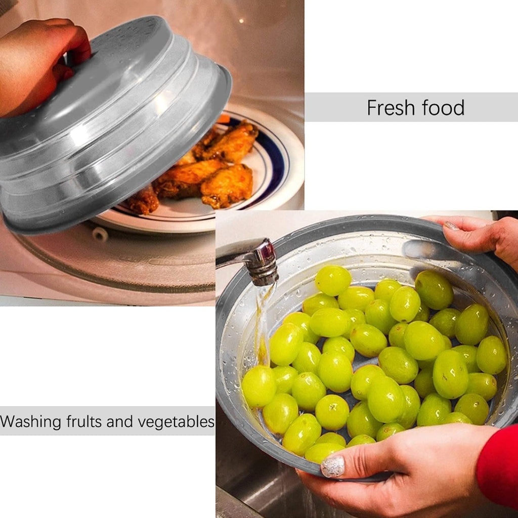Gray 10.5 inch Vented Collapsible Microwave Plate Cover G2793