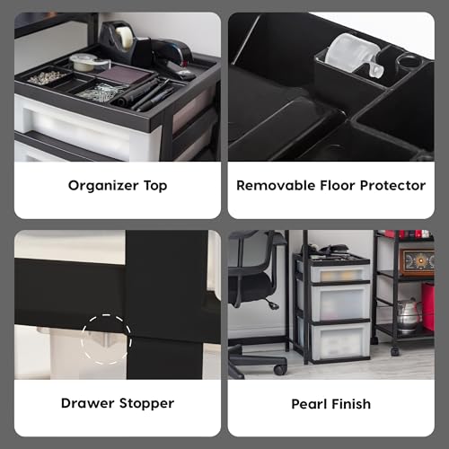 Black Plastic 4-Drawer Rolling Cart T894