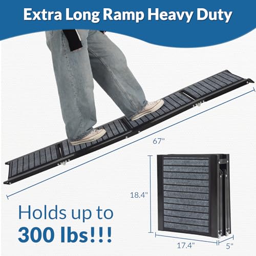 67” Foldable Dog Ramp with Non-Slip Rug Surface F71887