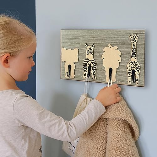 Tiger Wooden Animal Coat Rack Wall Hooks N632472