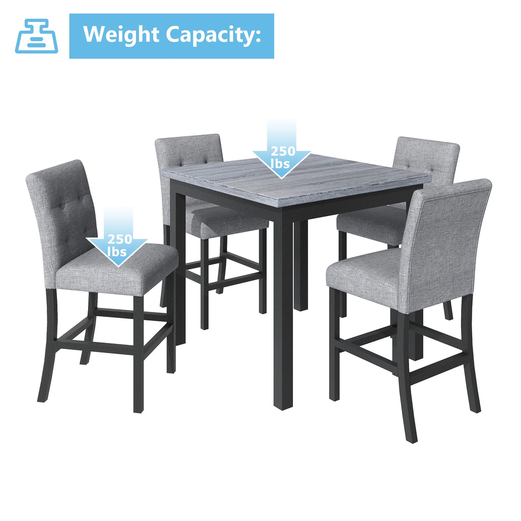5-Piece Counter Height Square Dining Table with 4 Chairs Y296900