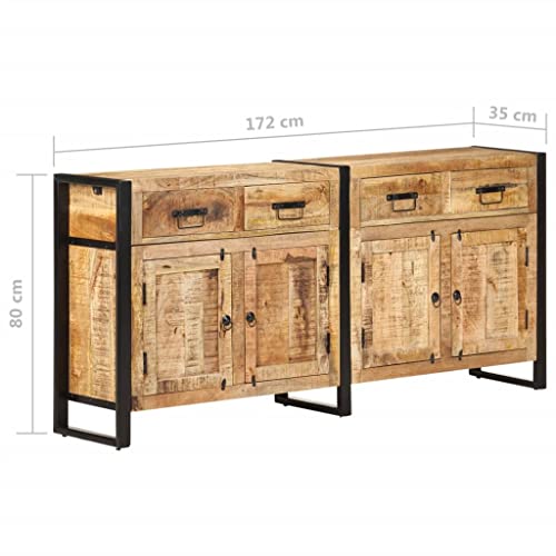 Solid Mango Wood Sideboard with Drawers and Compartments M1090