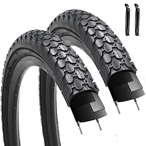 2 Pack 26" x 2.125" Beach Cruiser Bike Tires Black Wall/White Side Wall L489