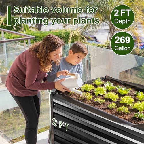 8x4x2ft Tall Galvanized Metal Raised Garden Bed R6321