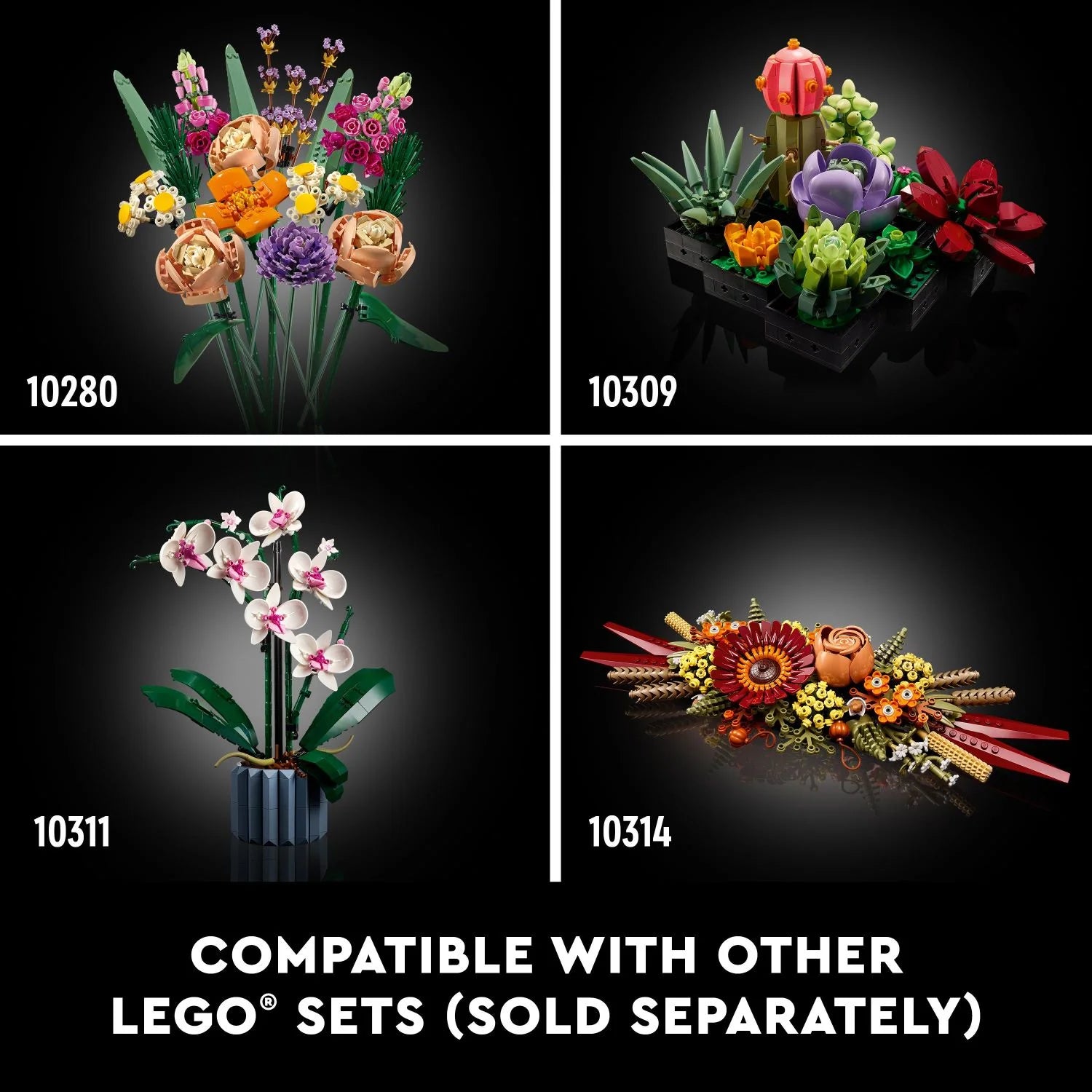 LEGO Icons Wildflower Bouquet Set - Artificial Flowers with Poppies and Lavender Y624