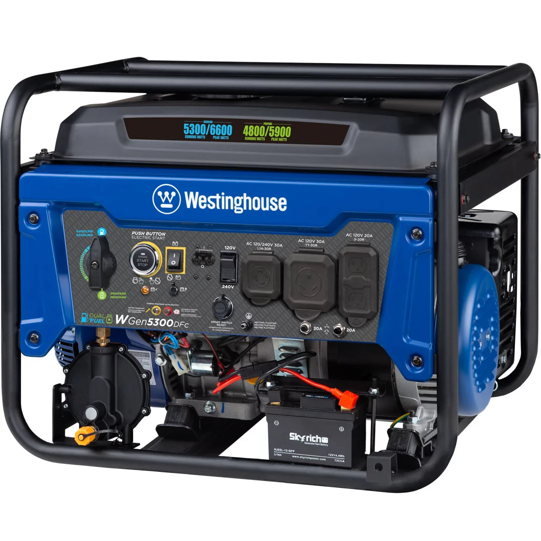 6600 Peak Watt Dual Fuel Portable Generator with Remote Electric Start T26623