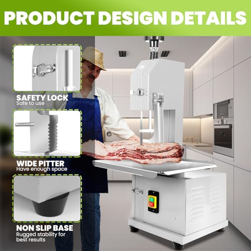 1500W Meat Band Saw, 0.04-7.8 In Cutting Thickness E8883