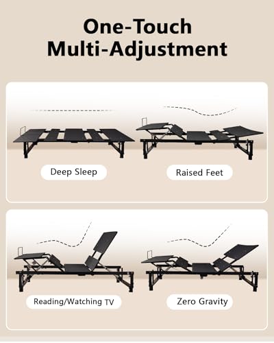 Queen Adjustable Bed Base Frame Black Metal K4909