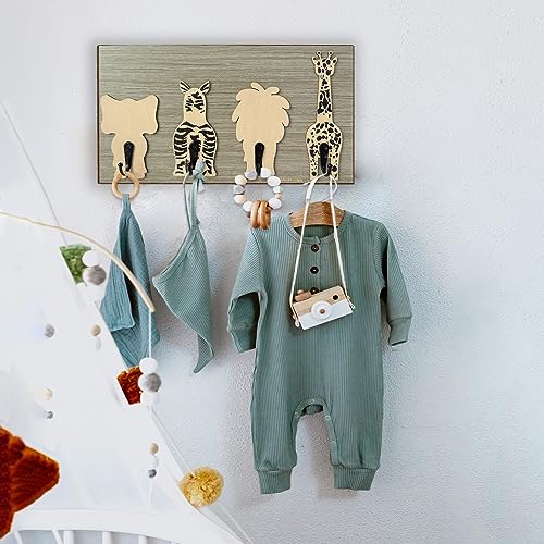 Tiger Wooden Animal Coat Rack Wall Hooks N632472
