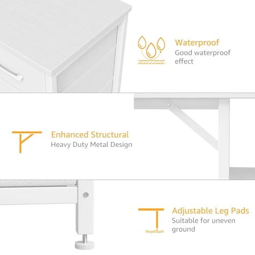 Black L Shaped Corner Computer Desk with 6 Fabric Drawers Y819