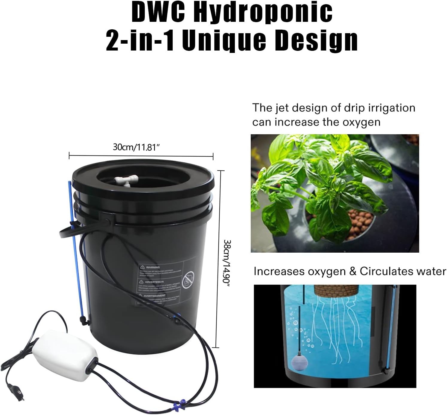 5-Gallon Deep Water Culture Hydroponics Growing System Kit Y83158