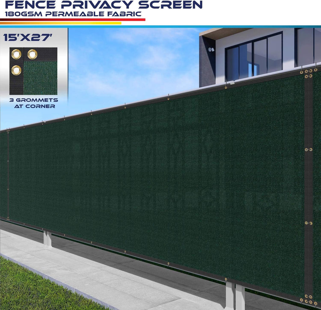 15' x 27' Green Heavy Duty Fence Privacy Screen Mesh Fabric O9679