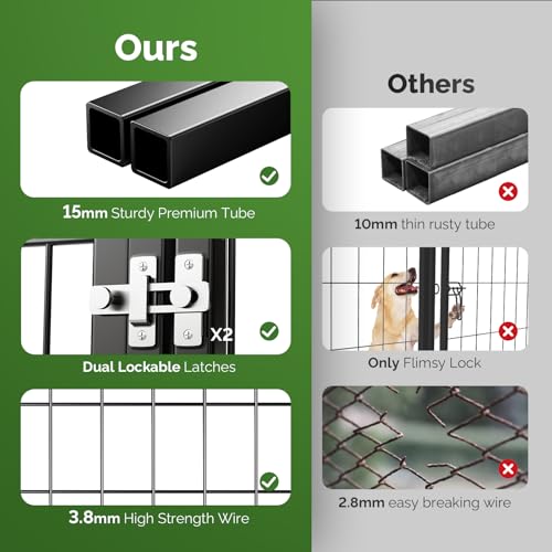 Outdoor Dog Kennel with Doggy Door, Swivel Feeder & Roof, 8x4x6 Large Heavy Duty Cage Enclosure R4757