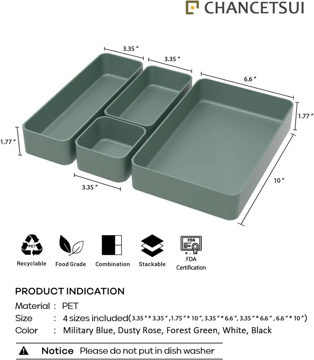 Green Plastic Drawer Organizer Set B94396