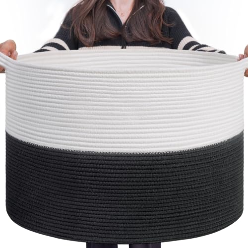 Large Cotton Rope Storage Basket 90L Grey H299