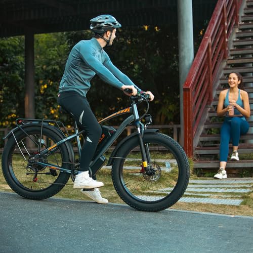 Peak 1000W Fat Tire Electric Bicycle 26" 7-Speed Hydraulic Disc Brake with 48V 18.2AH Removable Battery Q56292