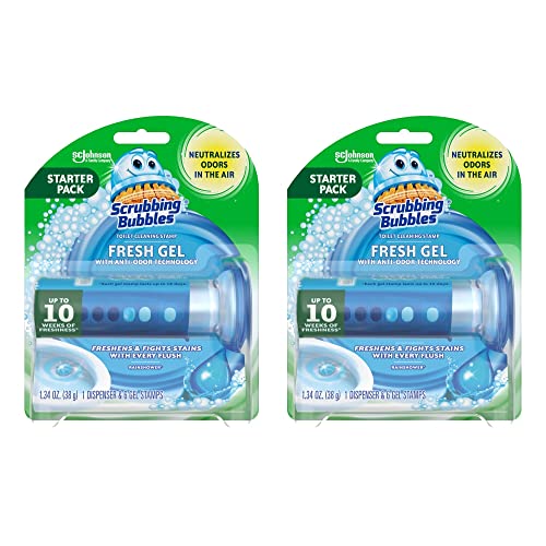 Toilet Cleaning Stamps, Fresh Gel, 1 Dispenser + 6 Stamps, 2 Pack T137746