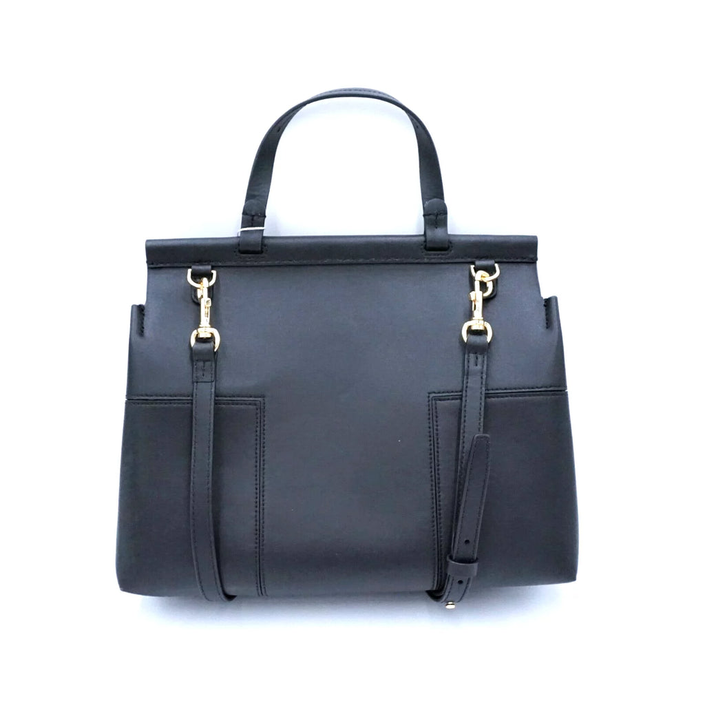 Black Leather Satchel Bag Y361