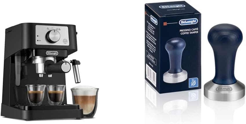Black/Stainless Manual Espresso Machine with 15 Bar Pump Pressure V707