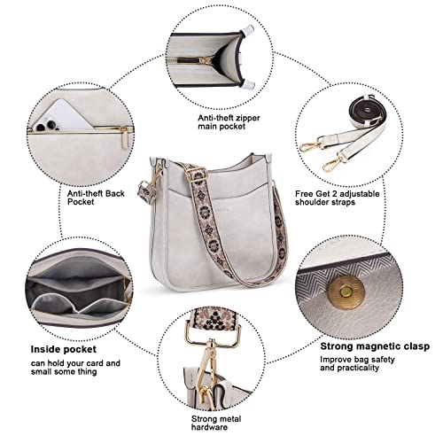 Vegan Leather Crossbody Shoulder Bag with 2PCS Adjustable Strap V60733