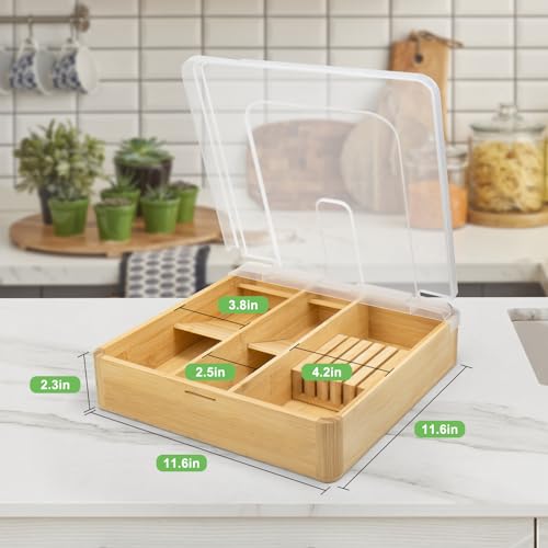 Black 5 Compartments Plastic Utensil Holder with Lid D519