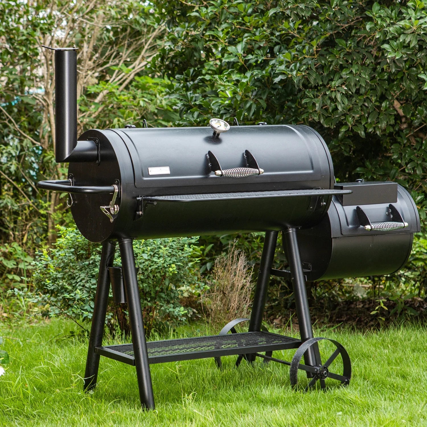 Charcoal Grill with Offset Smoker 941 sq.in. Extra Large BBQ Grill Black M711