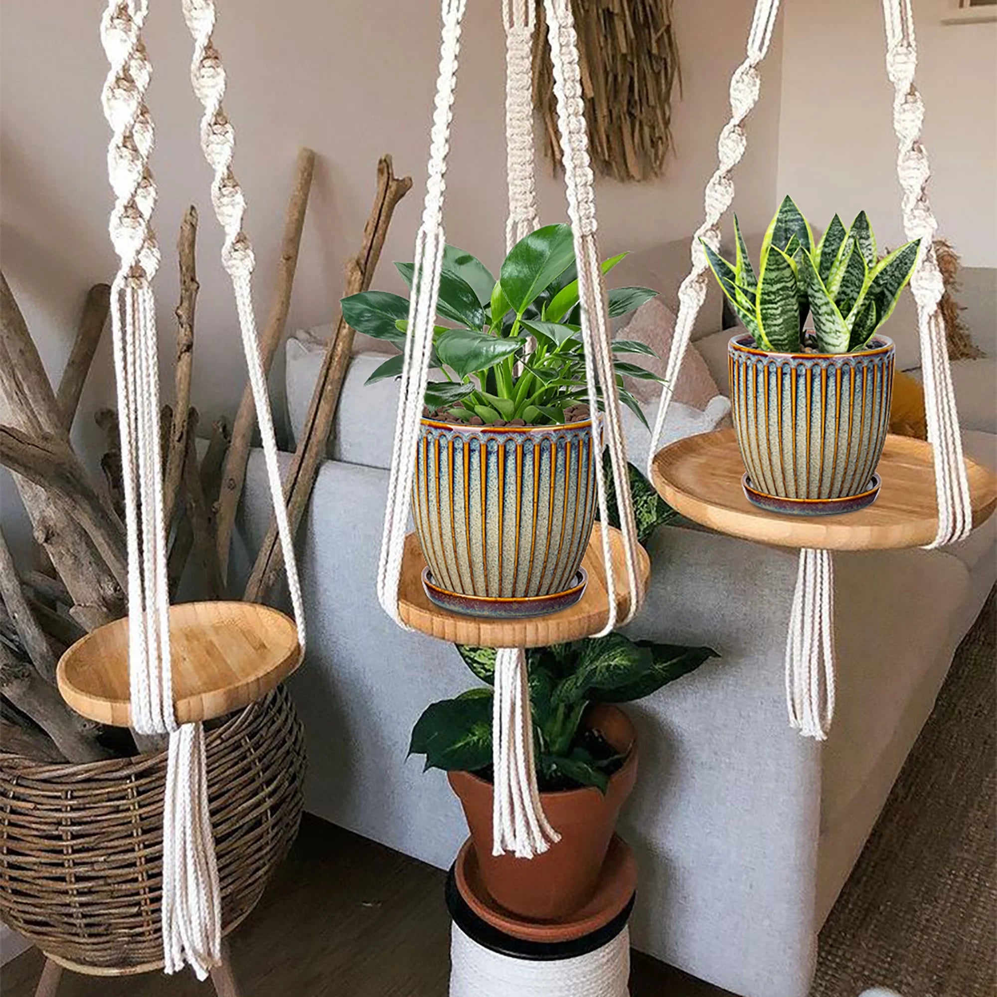 2 Pcs Ceramic Plant Pots with Saucer I229981
