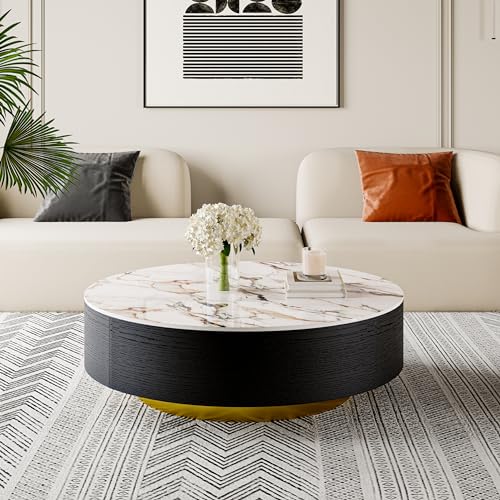Oak Veneer Round Coffee Table with Storage and Drawers G646054