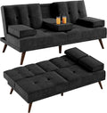 Black Convertible Sofa Bed with Cup Holder Z25838