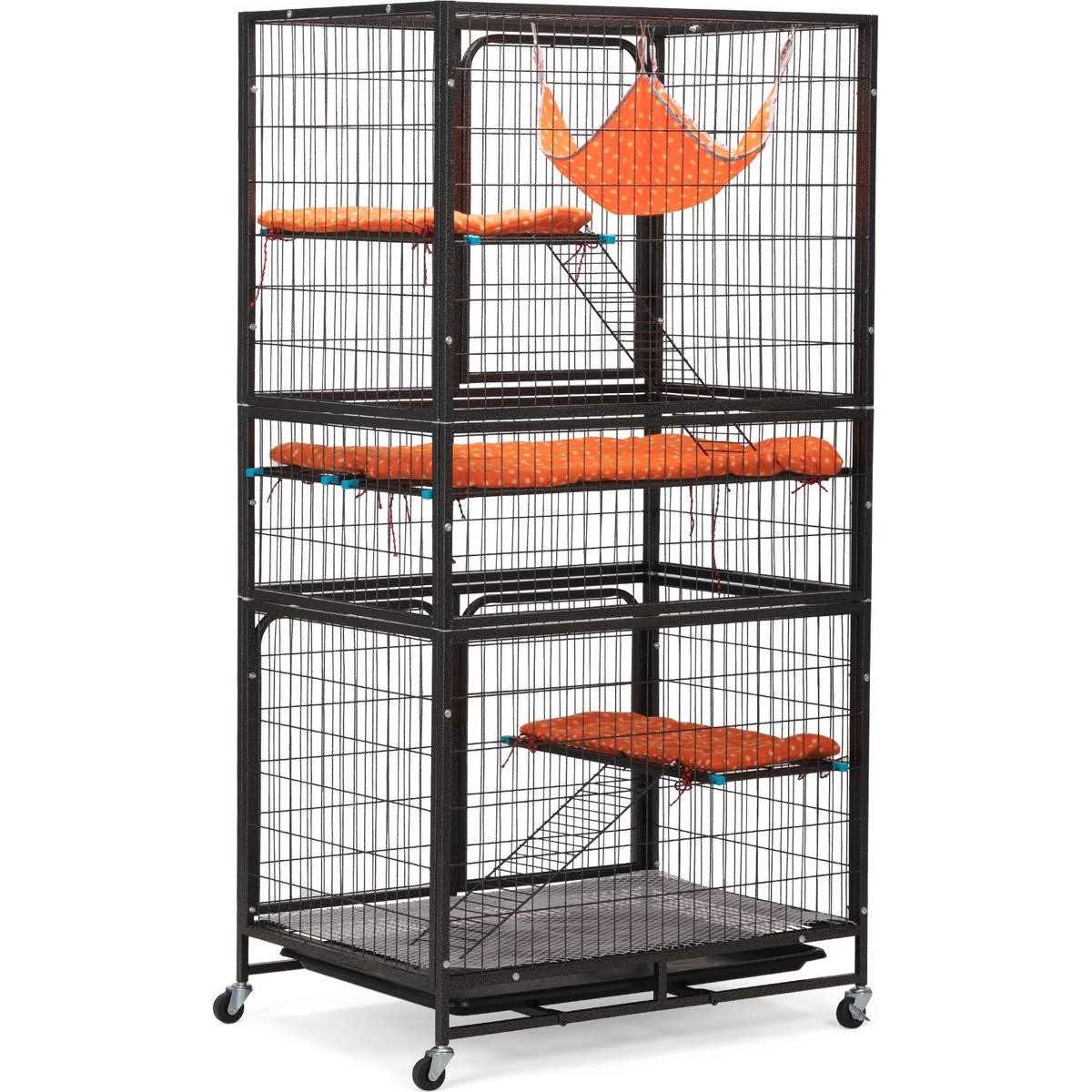 4-Tier Wire Cat Cage Pet Enclosure with Removable Wheels H605