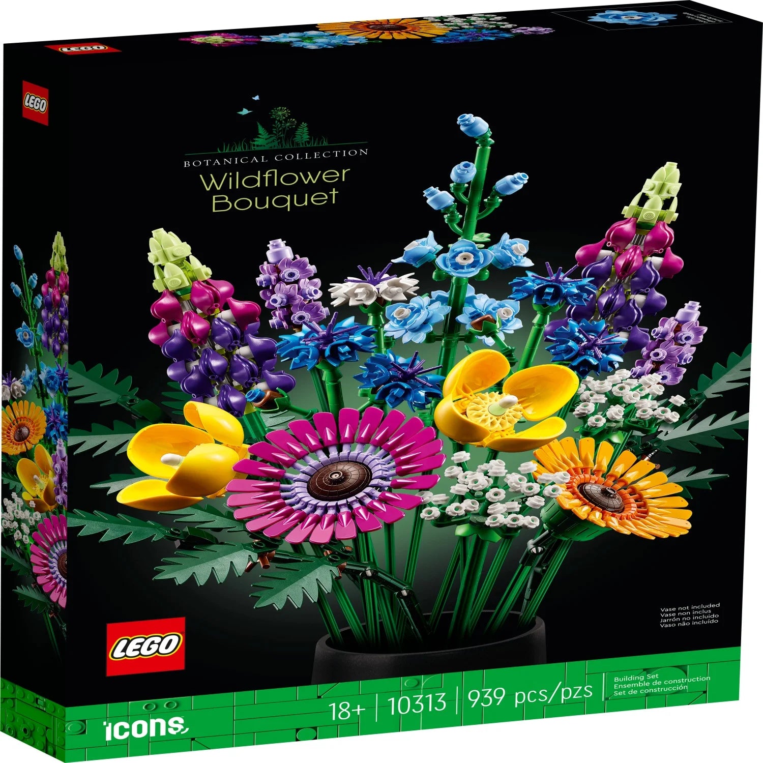 LEGO Icons Wildflower Bouquet Set - Artificial Flowers with Poppies and Lavender Y624