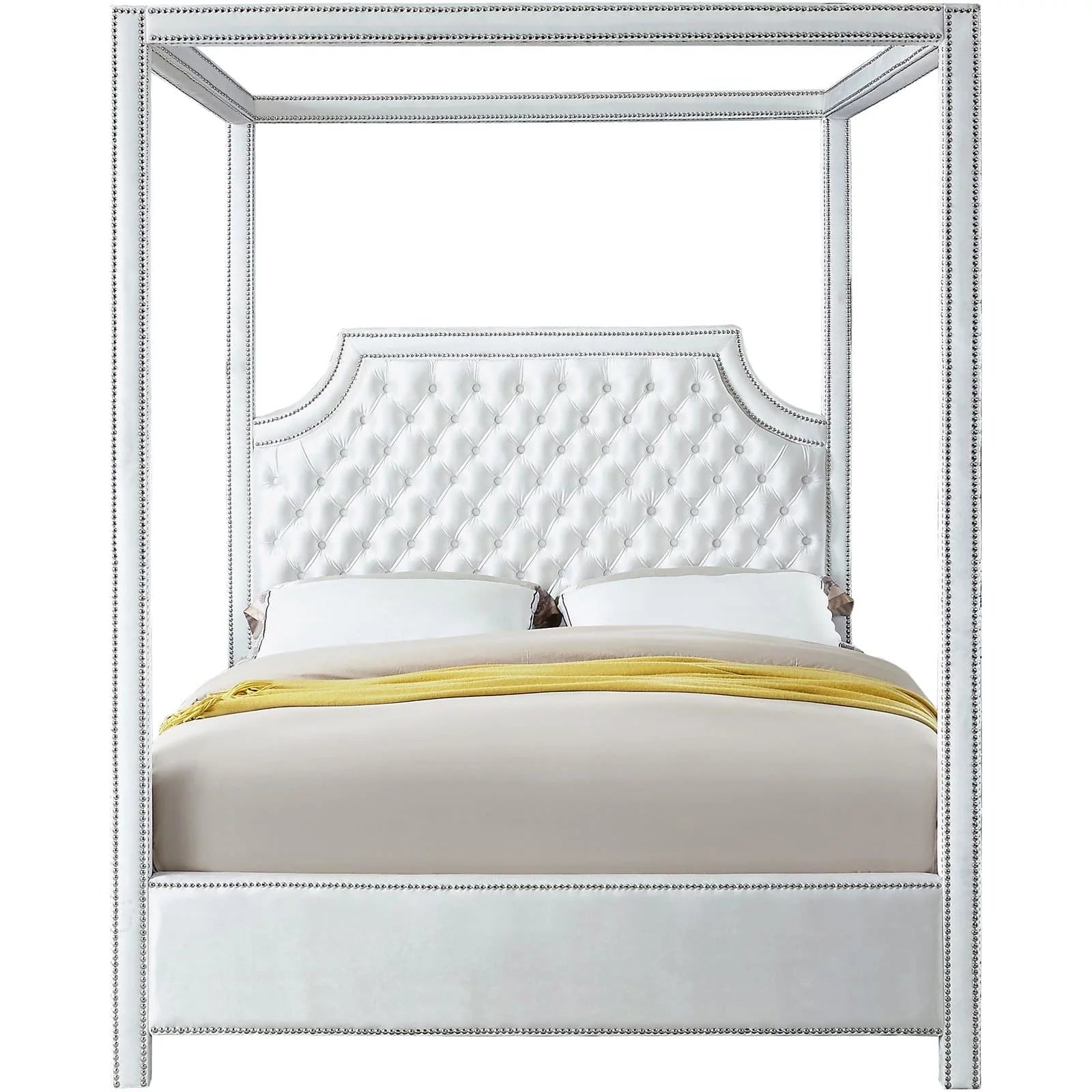 Tufted Canopy Bed with Nailhead Trim T83228