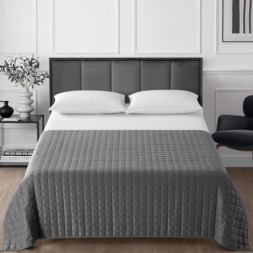 Grey Weighted Blanket 20 lbs 60" x 80" with Glass Beads O551157