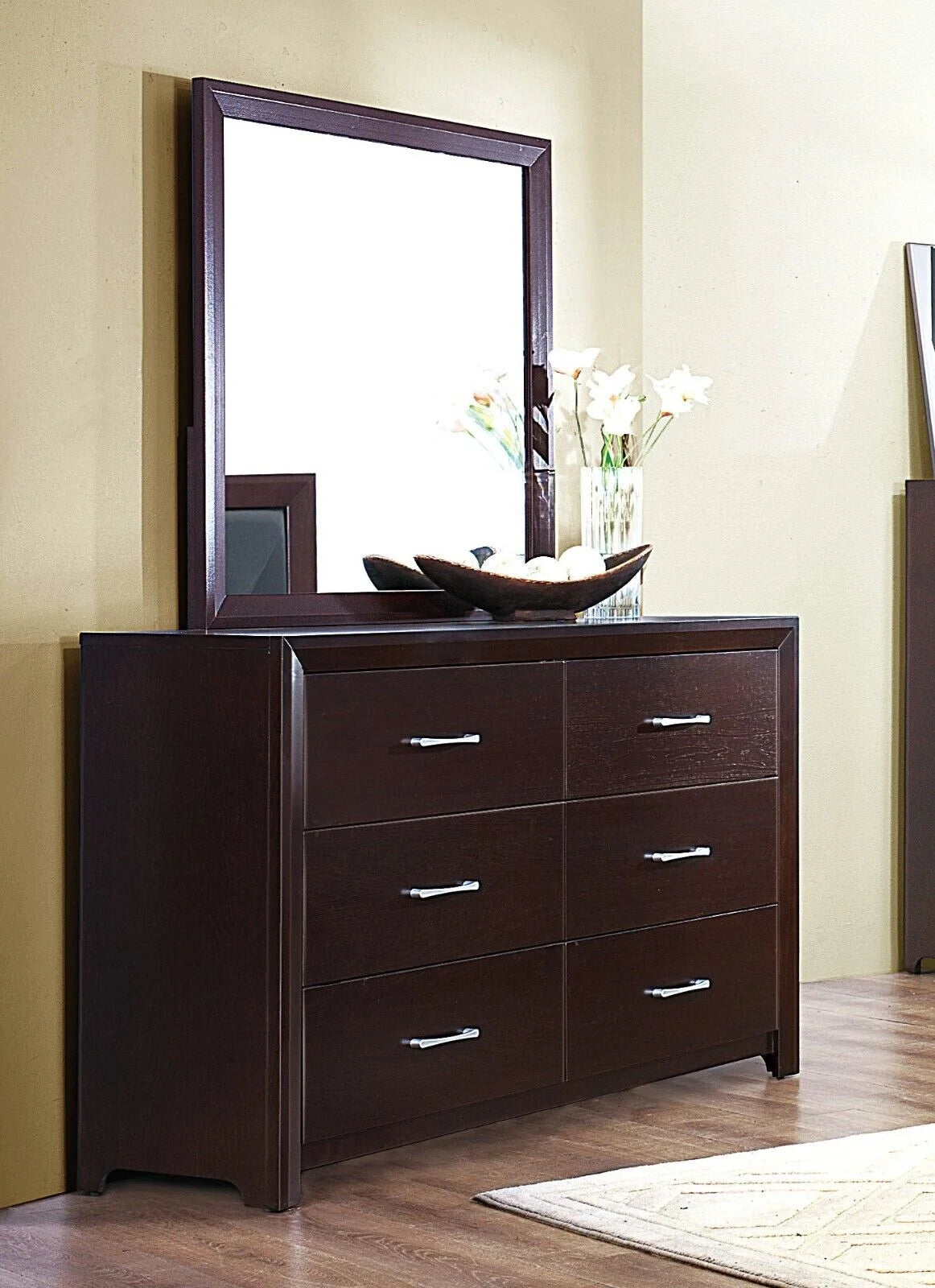 5pc Bedroom Set Full Bed Dresser Nightstand Chest Mirror P967362