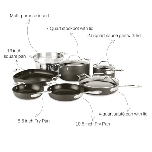 10 Piece Hard Anodized Nonstick Black Cookware Set Y81397