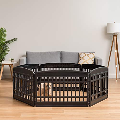 Black 8-Panel Dog Playpen with Door R880