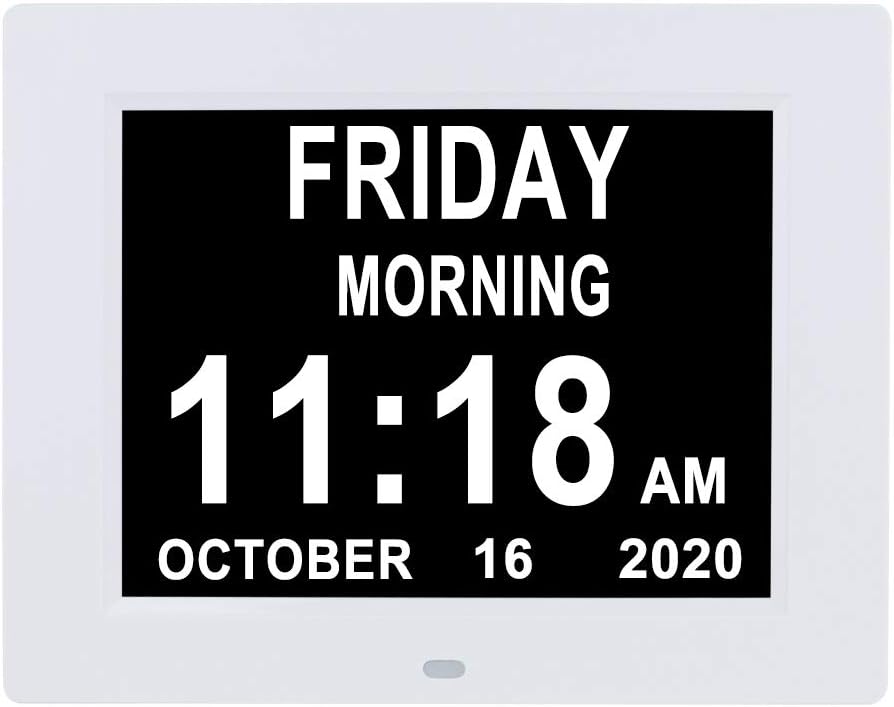 8 Alarm Auto-Dimming Extra Large Display Day Date Time Clock Y765