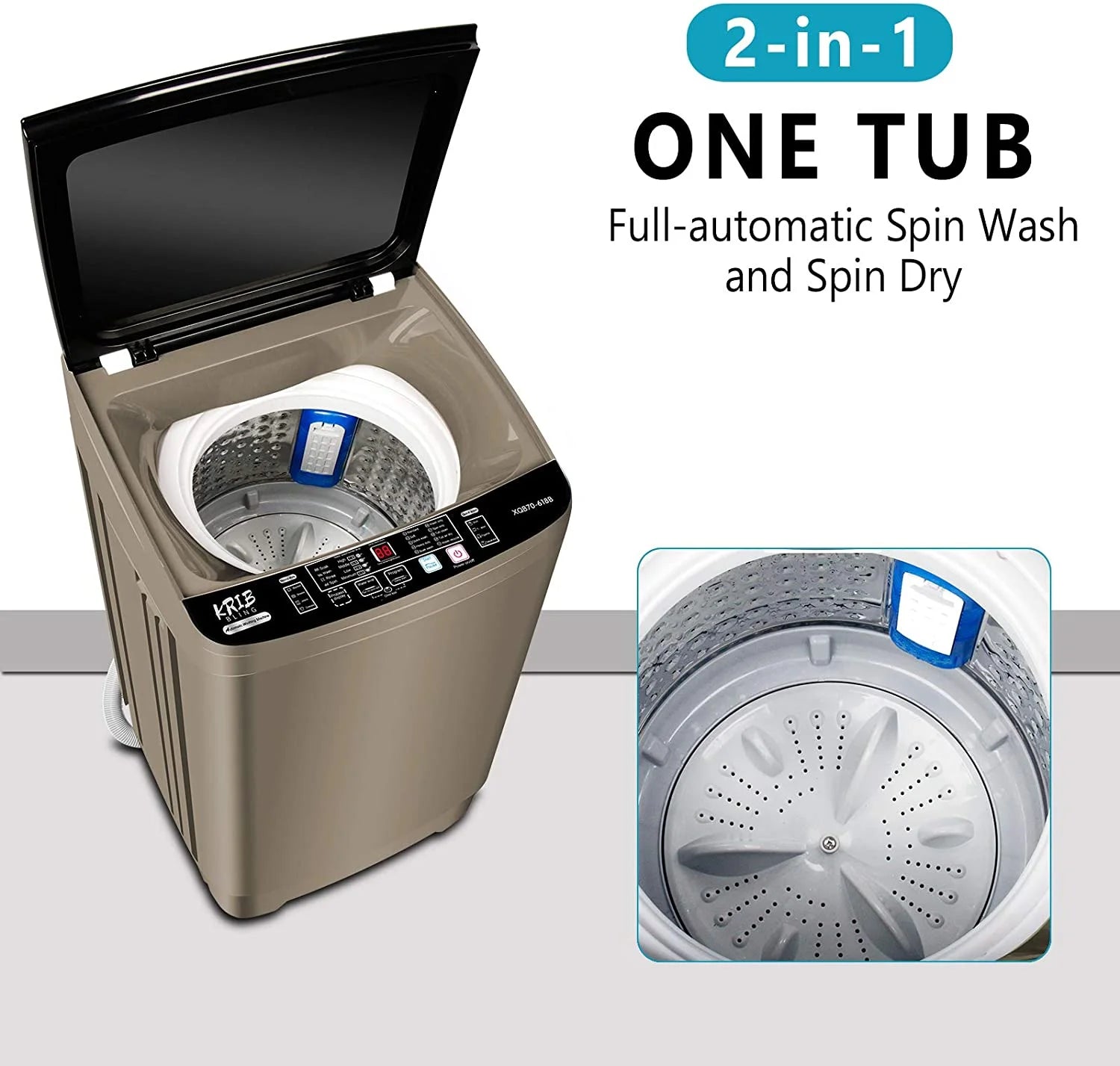 15.6 lbs Portable Compact Washing Machine with Drain Pump D34052