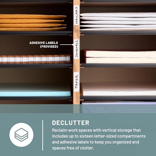 Wooden Paper and Mail Organizer with Adjustable Shelves Q548