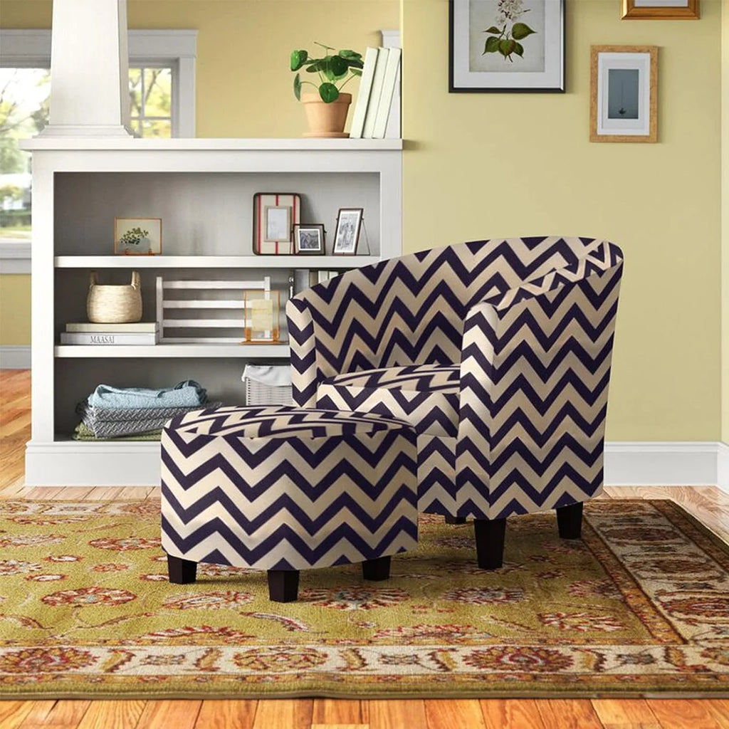 Fabric Chevron Tub Chair with Round Ottoman B6586