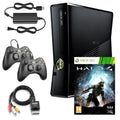 Black Xbox 360 S 4GB Game Console with Halo 4 and 2 Black Controllers Z3182