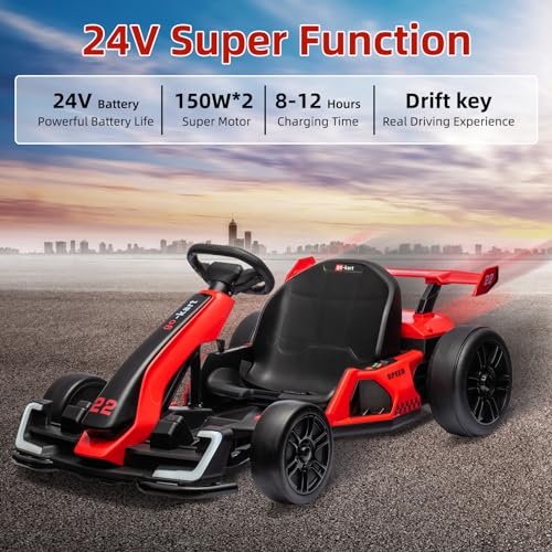 Red Electric Drift Go Kart with Adjustable Seat K57267