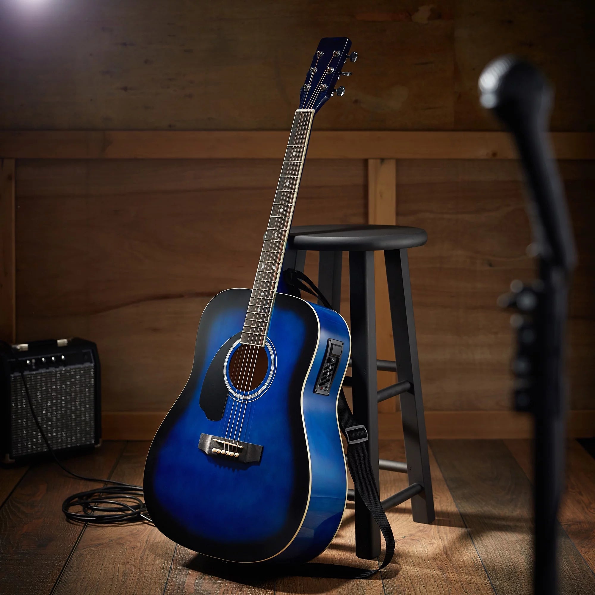 Blue Left-Handed Full-Size Dreadnought Acoustic Electric Guitar L96203