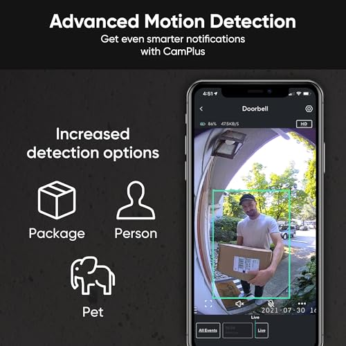 Wireless Video Doorbell Pro, 1440 HD Video, 2-Way Audio, Night Vision W343809