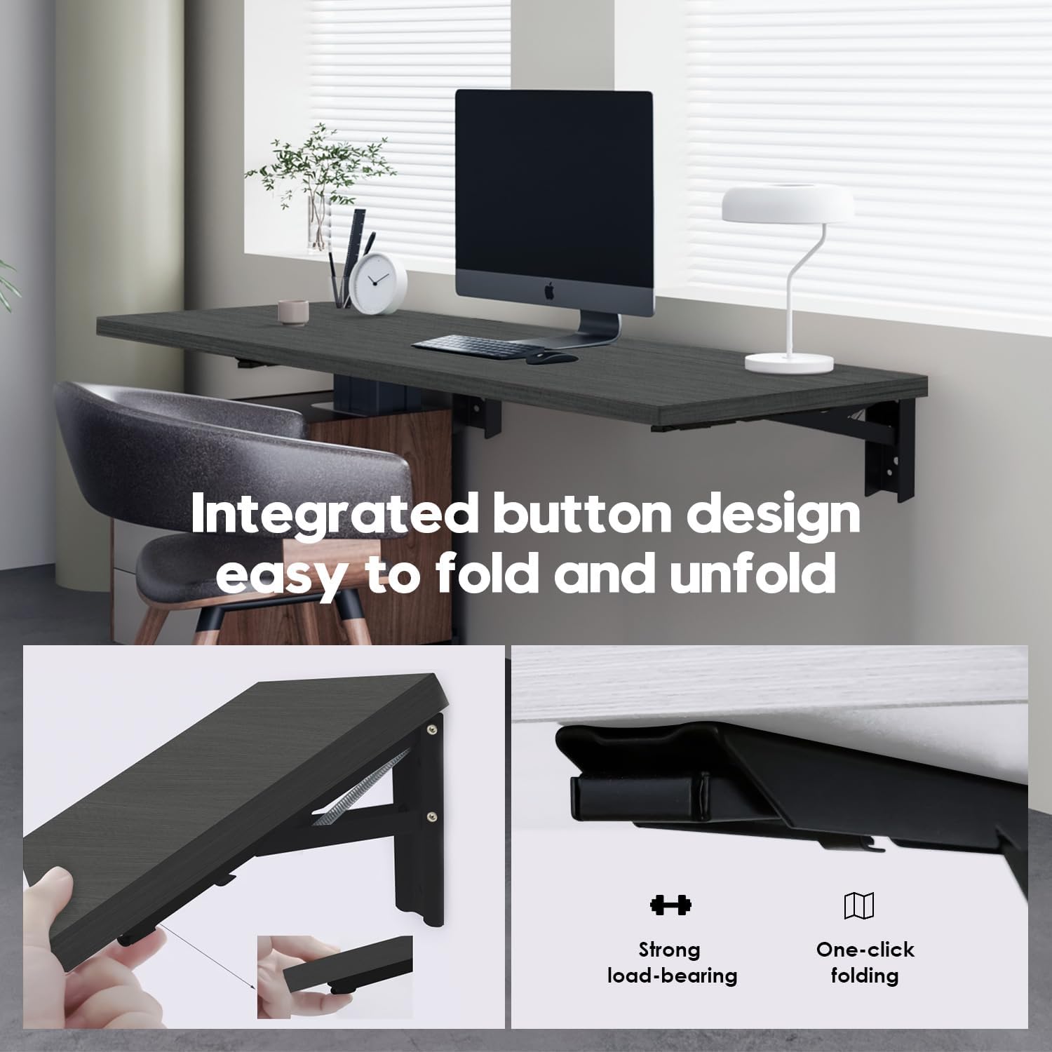 Wall Mounted Folding Table with 40" x 20" Solid Wood Tabletop V680856